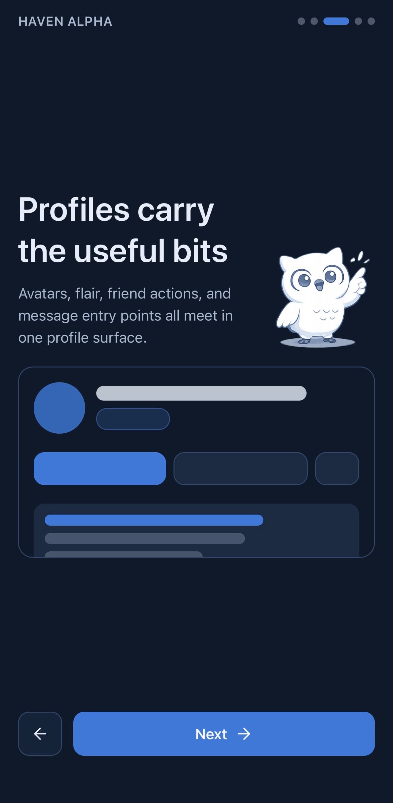 Haven mobile onboarding profile surface